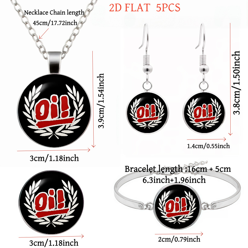 5pc Olive Wreath & Oi! Motif Ladies Jewellery Set